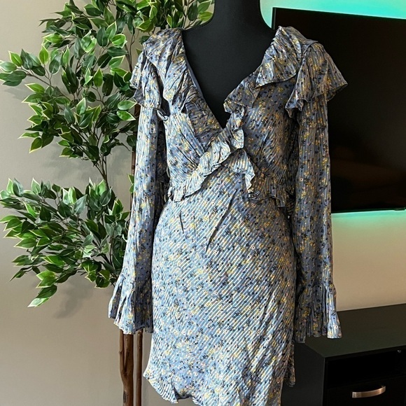 Free People Sweetest Thing Long Sleeve Minidress Midnight Cowboy SZ 6 NWT - Picture 6 of 12